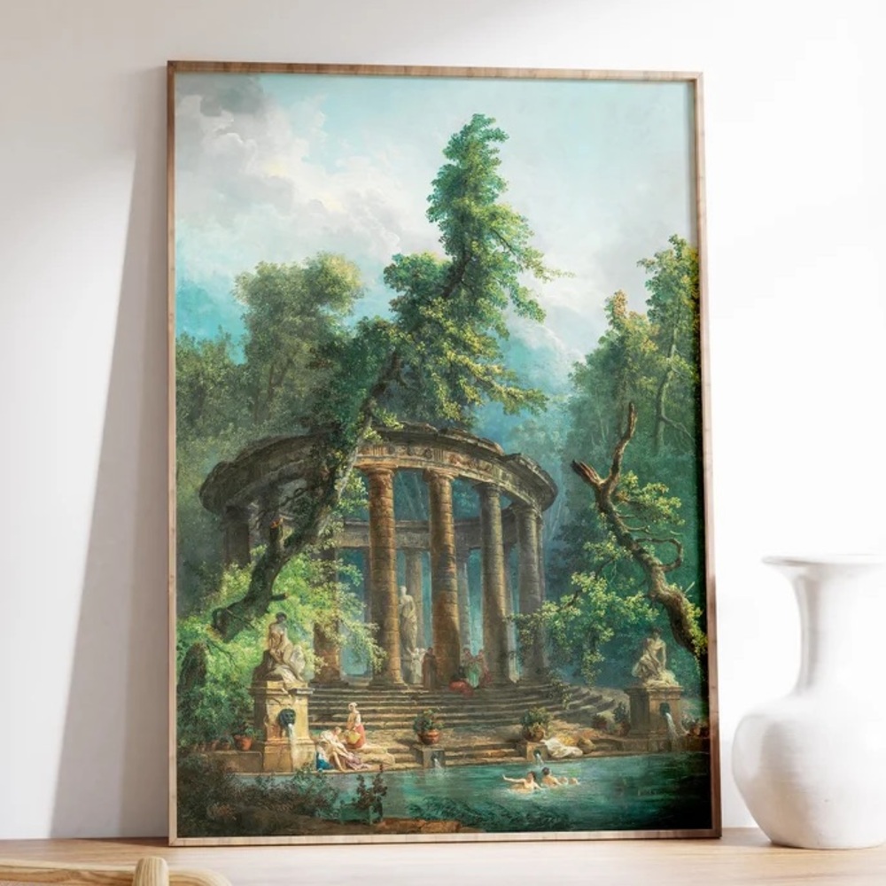 Hubert Robert - The Bathing Pool art print